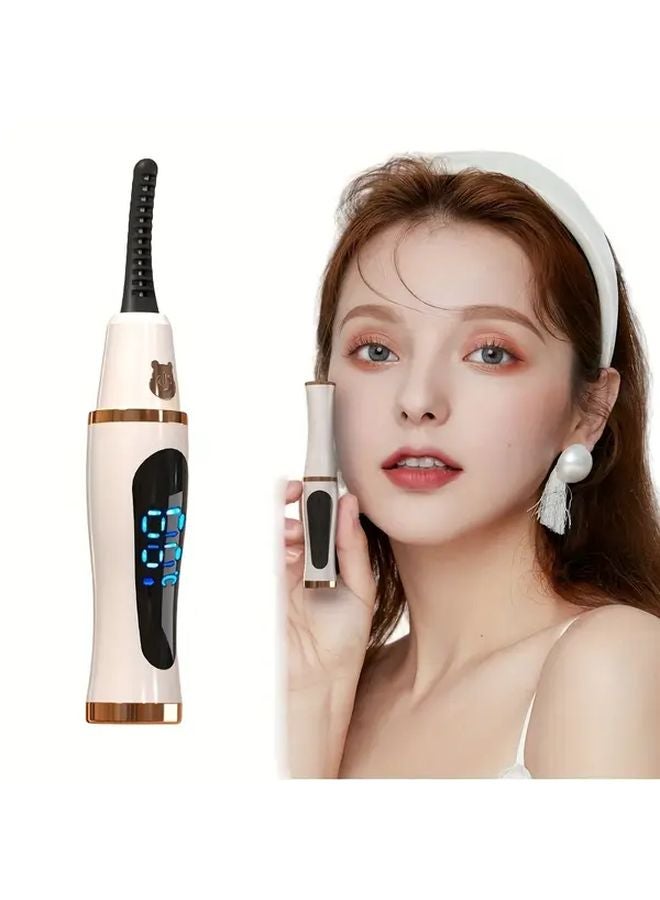 Red Lexihan USB Rechargeable Heated Eyelash Curler 3 Temperature Settings Long Lasting Curl - Image 4